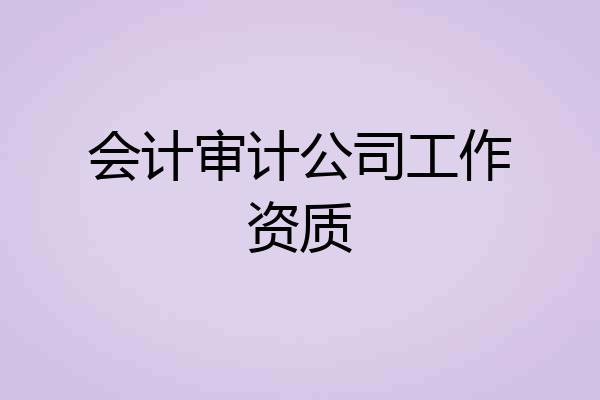 会计审计公司工作资质
