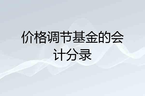 价格调节基金的会计分录