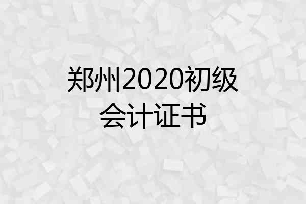 郑州2020初级会计证书
