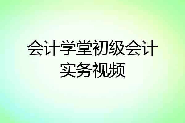 会计学堂初级会计实务视频