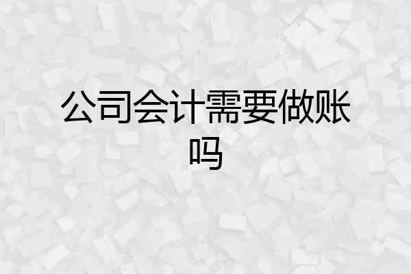 公司会计需要做账吗
