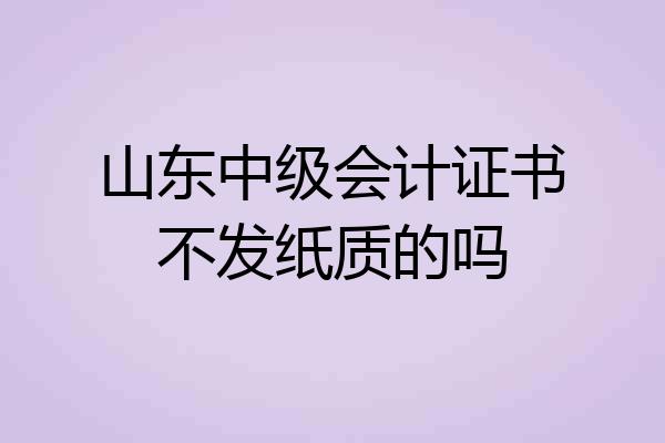 山东中级会计证书不发纸质的吗