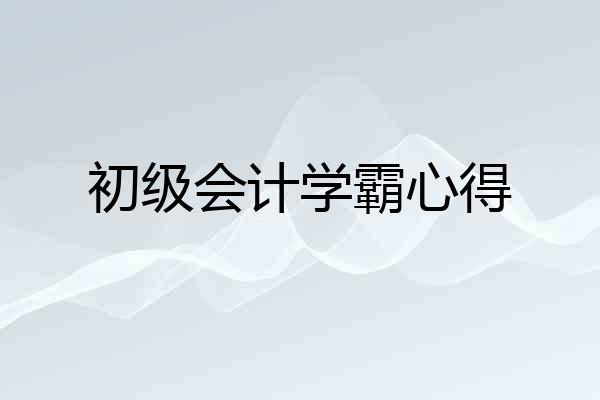 初级会计学霸心得