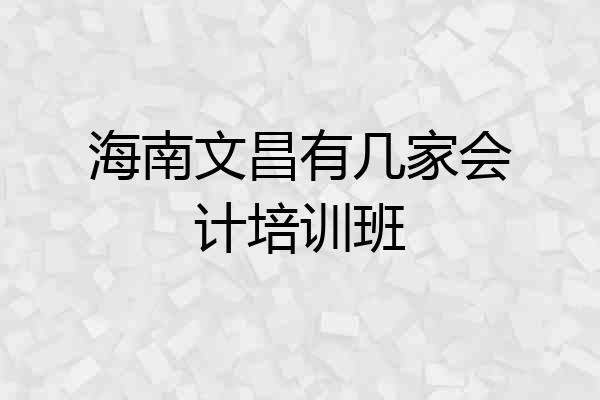 海南文昌有几家会计培训班
