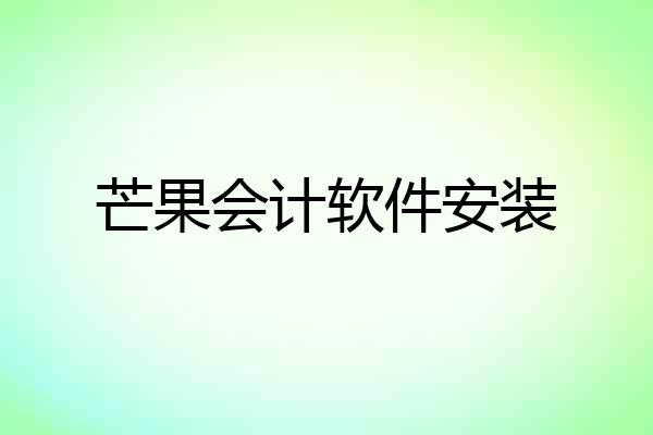 芒果会计软件安装