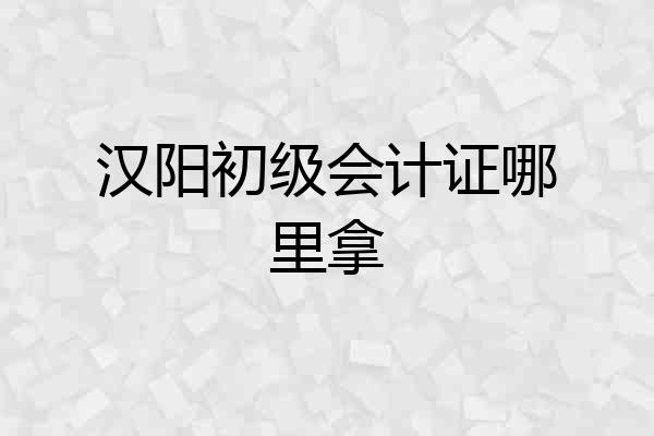 汉阳初级会计证哪里拿