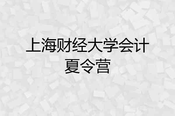 上海财经大学会计夏令营