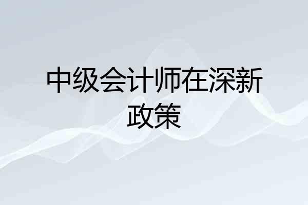 中级会计师在深新政策