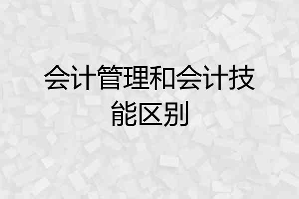 会计管理和会计技能区别