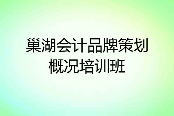巢湖会计品牌策划概况培训班
