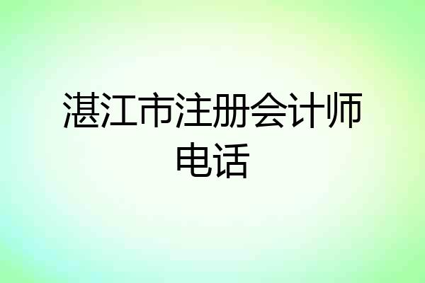 湛江市注册会计师电话