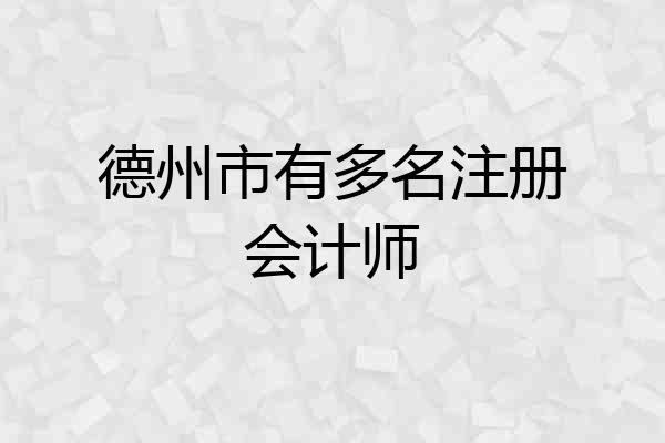 德州市有多名注册会计师