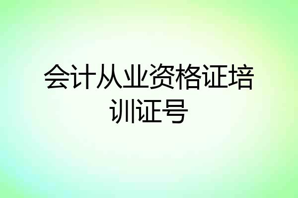 会计从业资格证培训证号