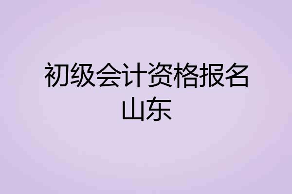 初级会计资格报名山东