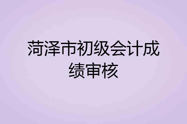 菏泽市初级会计成绩审核