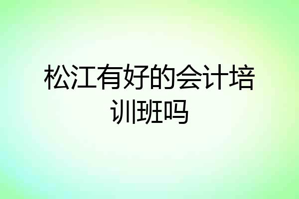 松江有好的会计培训班吗