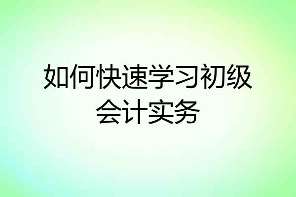 如何快速学习初级会计实务