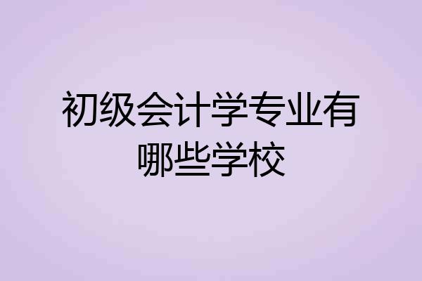 初级会计学专业有哪些学校