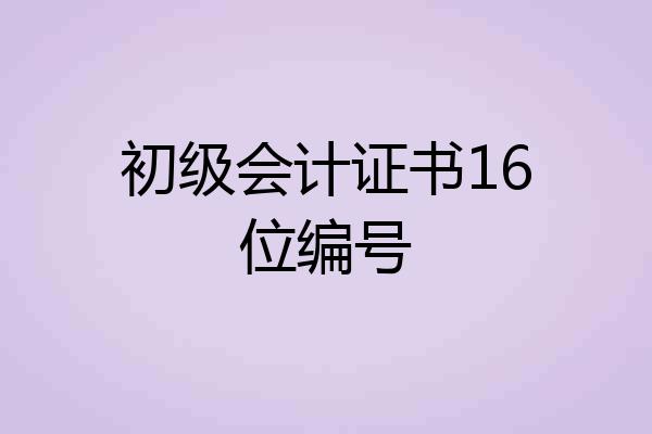 初级会计证书16位编号