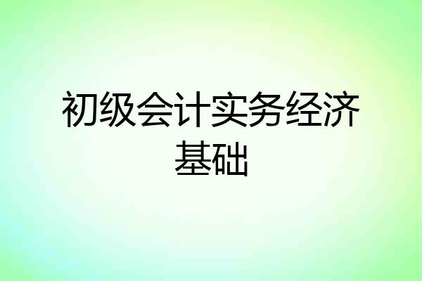 初级会计实务经济基础