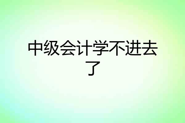 中级会计学不进去了