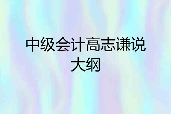 中级会计高志谦说大纲