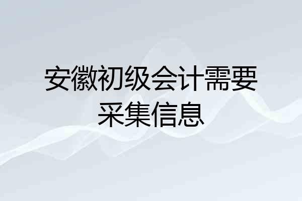 安徽初级会计需要采集信息