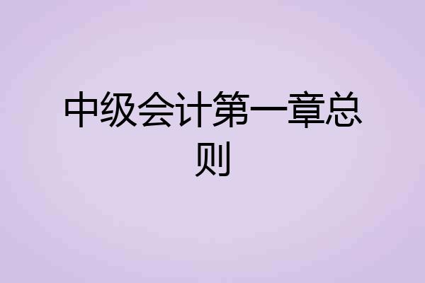 中级会计第一章总则