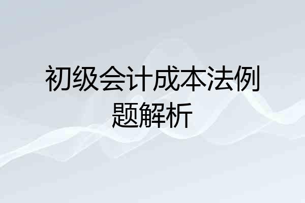 初级会计成本法例题解析