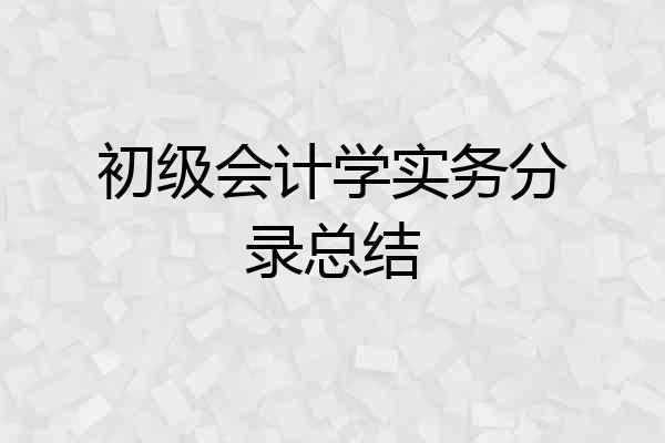 初级会计学实务分录总结