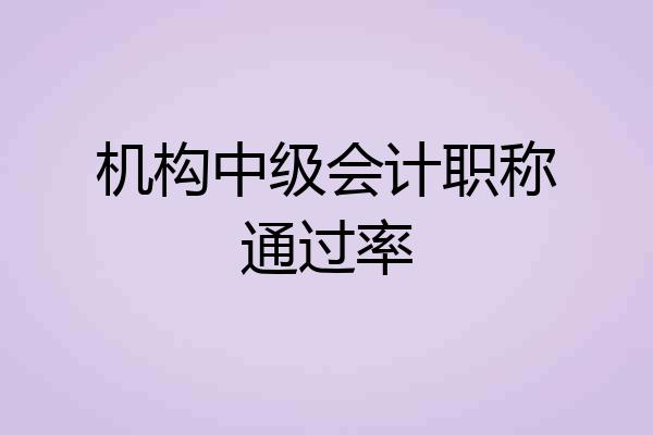机构中级会计职称通过率