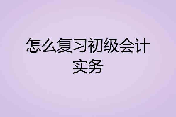 怎么复习初级会计实务