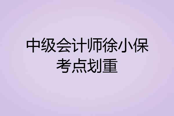中级会计师徐小保考点划重