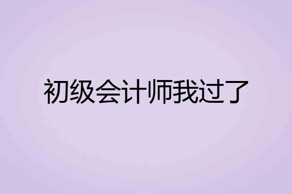 初级会计师我过了