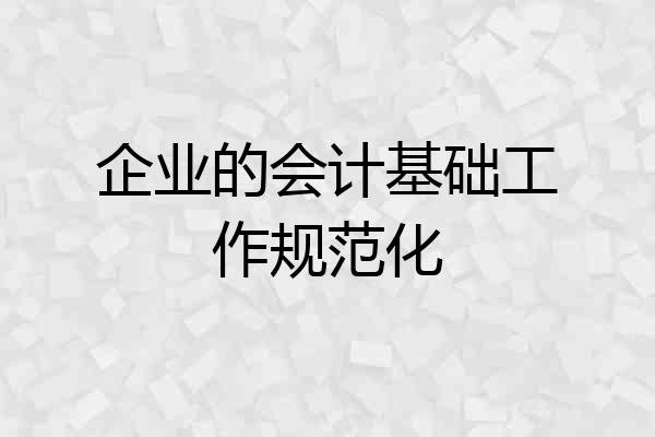 企业的会计基础工作规范化