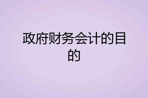 政府财务会计的目的