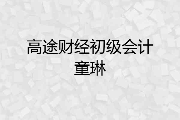 高途财经初级会计童琳