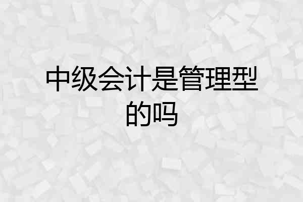 中级会计是管理型的吗