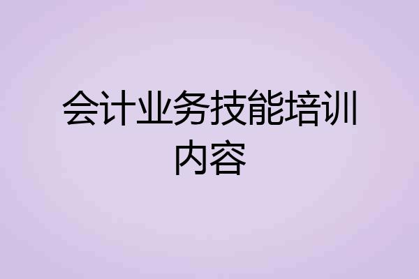 会计业务技能培训内容