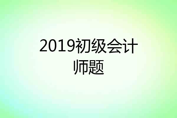 2019初级会计师题