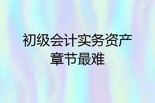 初级会计实务资产章节最难