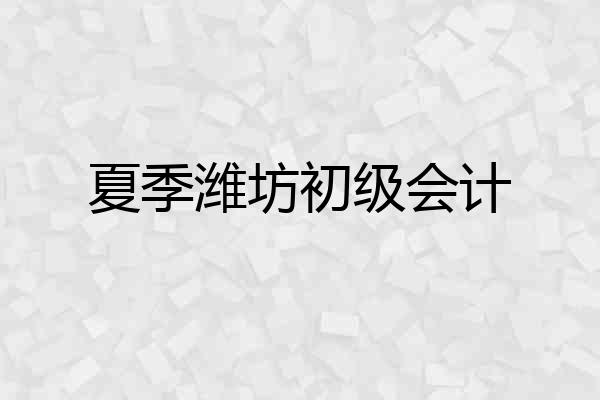夏季潍坊初级会计