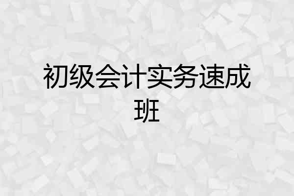 初级会计实务速成班