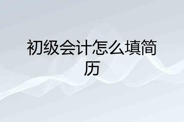 初级会计怎么填简历