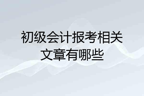 初级会计报考相关文章有哪些
