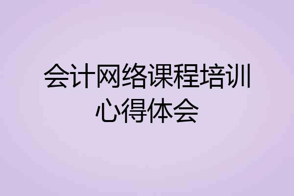 会计网络课程培训心得体会