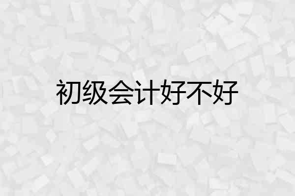 初级会计好不好