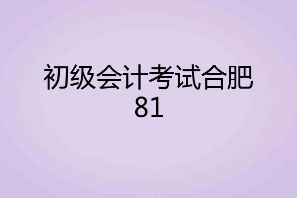 初级会计考试合肥81