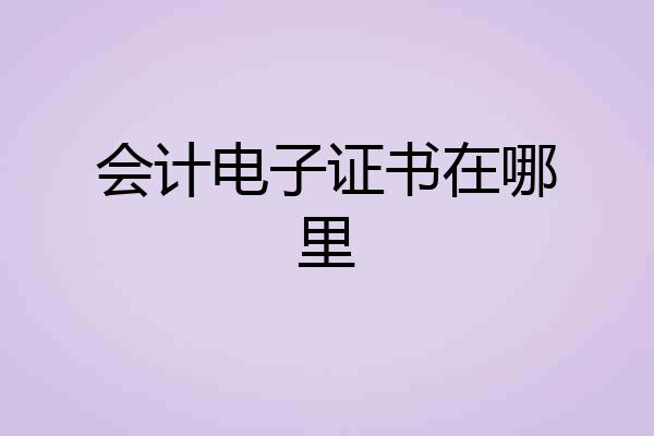 会计电子证书在哪里