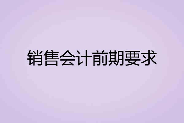 销售会计前期要求